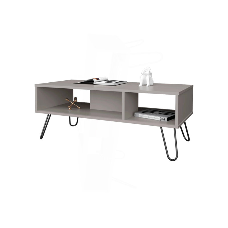 Smoke Coffe Table With 2 Shelf
