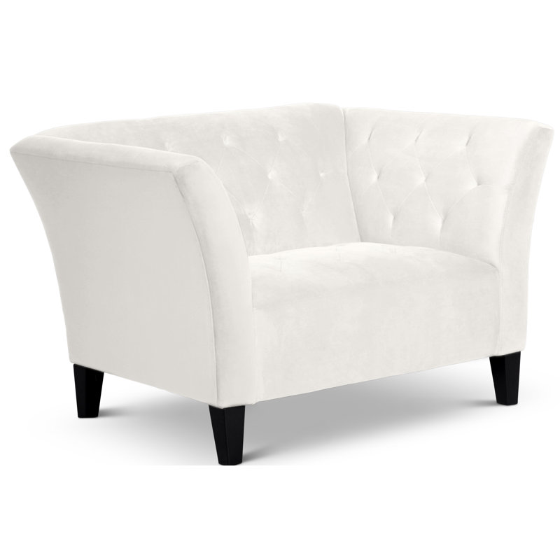 Carruth Upholstered Armchair, Bella White Performance Velvet