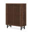 Armoire à chaussures 33,46 po en bois de noyer foncé moderne à 6 niveaux avec portes à persiennes-2067268922
