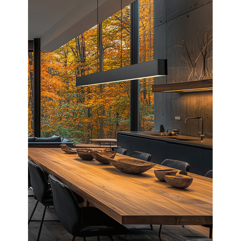 Hudson Matte Black 1 Light Linear Chandelier, Matte Black