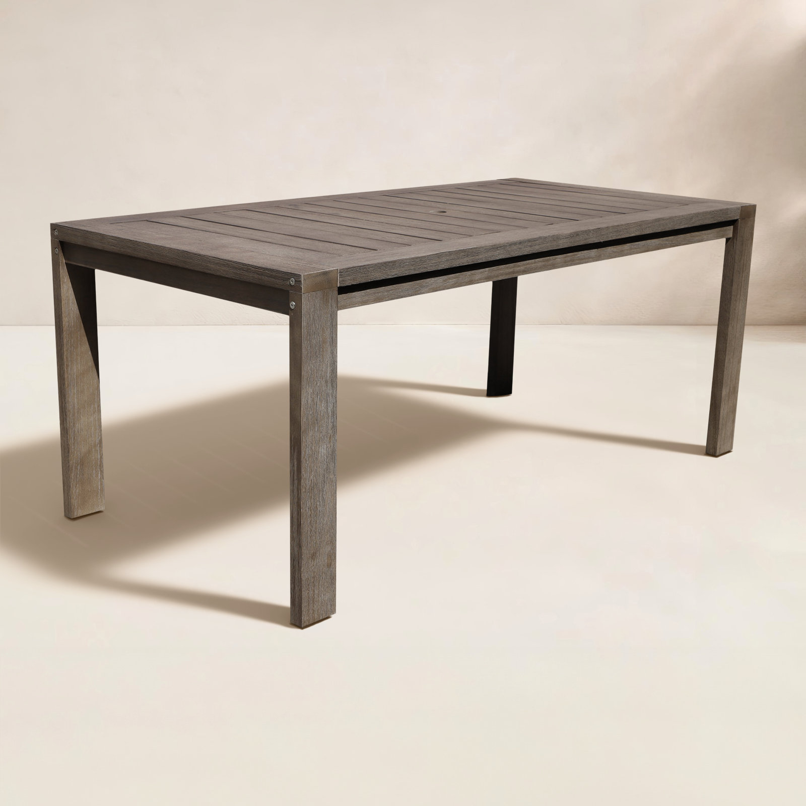 Joly Acacia Patio Dining Table, Gray, 30" H x 71" W x 35" D