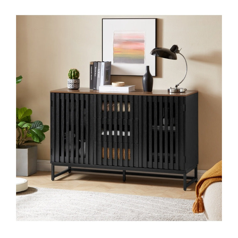 Commode de style moderne avec 3 tiroirs et 4 tablettes