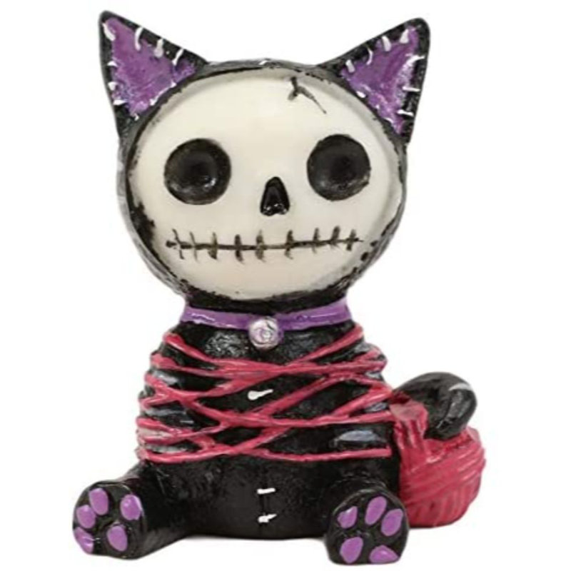 Petit chat voodoo mao en laine avec squelette bondage Daveric