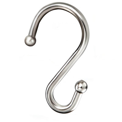 Shower Curtain Hooks Rings Zinc Alloy S Shaped Shower Hooks Rust Proof Shower Curtain Hangers Brushed Nickel, Set of 12