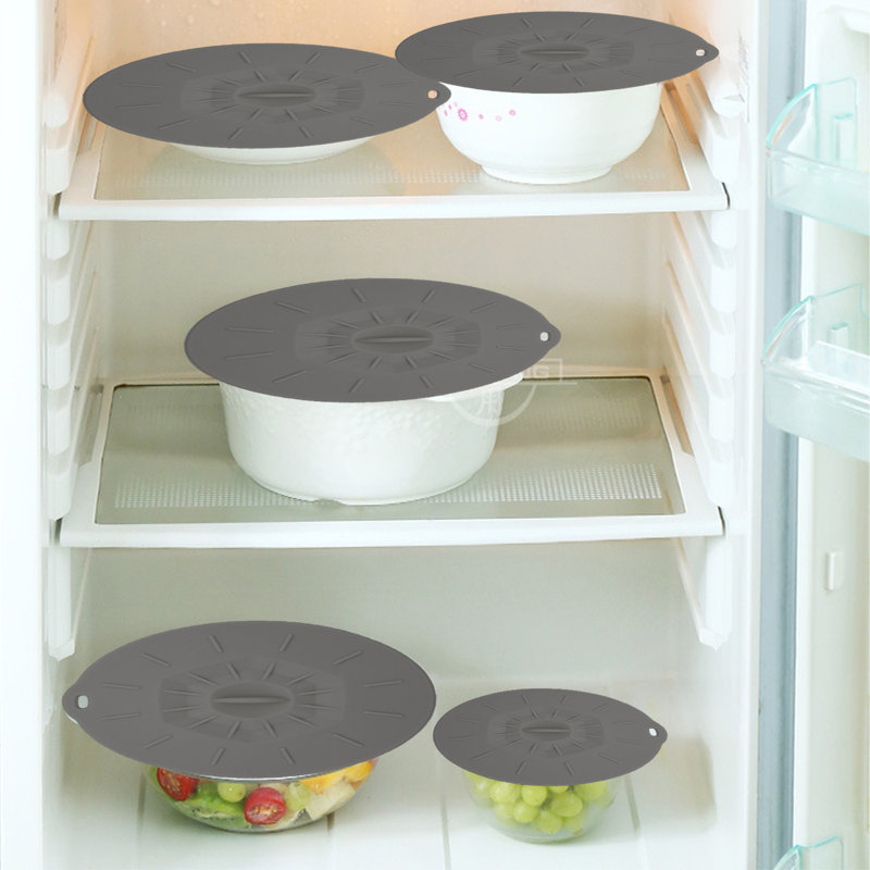 Couvercles en silicone, paquet de 5, 5 tailles, Gris