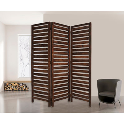 Nickolas 63'' W x 72'' H 3 - Panel Solid Wood Folding Room Divider