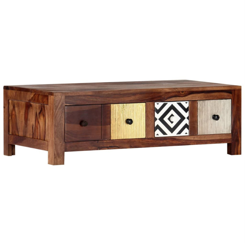 Table basse vidaXL brune avec façades de tiroirs multicolores