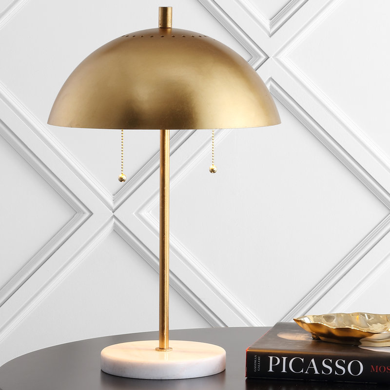 Marr Marble Table Lamp, Gold/White