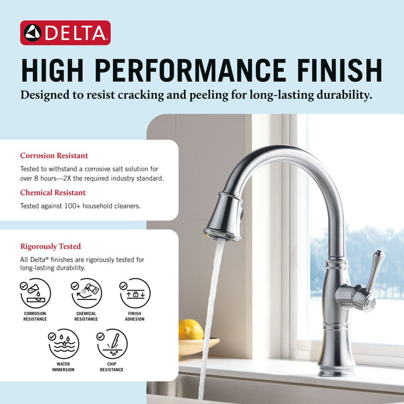 Delta Cassidy Pull Down Sprayer Kitchen Sink Faucet, Single Handle Kitchen Faucet, Arctic Stainless