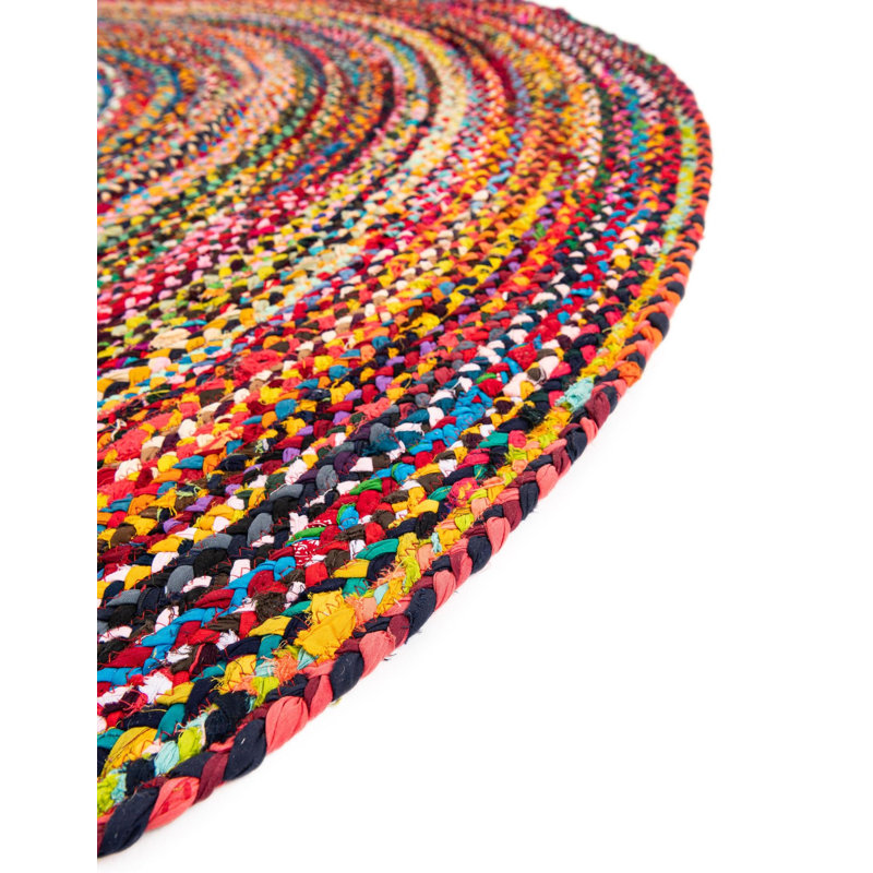 Marcantel Performance Cotton Abstract Indoor Rug, Round 7'1"