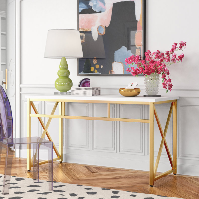 Aden Metal Base Writing Desk, Gold