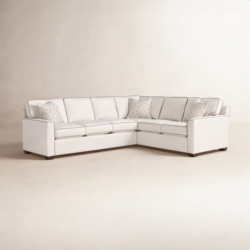 Frye Sectional, Java, Right Hand Facing, Sunbrella Beige Pinstripe; 6205-74