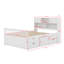 Structure de lit plateforme double pleine grandeur avec bibliothèques de rangement et tablettes, quatre tiroirs-751439436