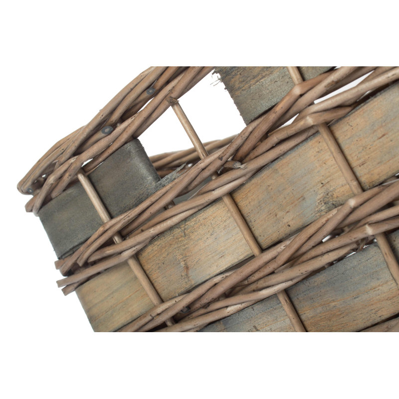 Wicker Scandi Style Storage Basket, Grey Wash, 19cm H x 38cm W x 26cm D