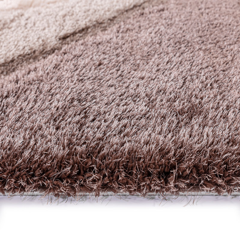 Shaggy Geometric Rug – 100% Polyester Soft Pile Carpet, Colourfast, Water & Soil Repellent, Anti-Static Modern Living Room Rug