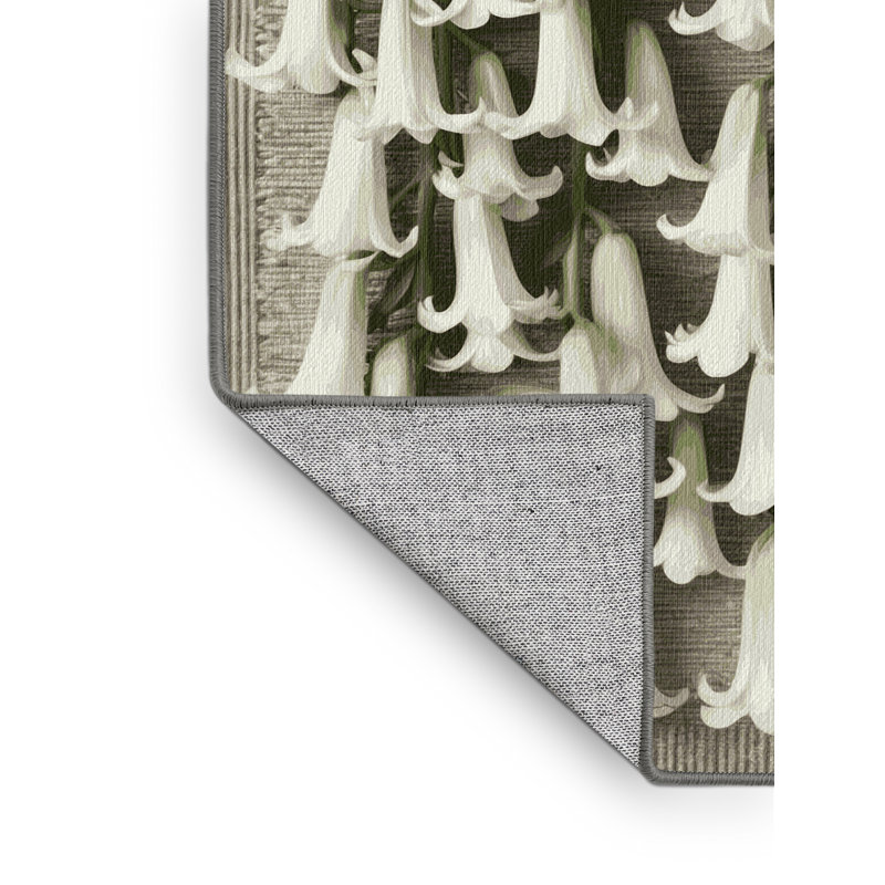 Tapis gris botanique lavable à la machine, Rectangle 2 pi x 3 pi