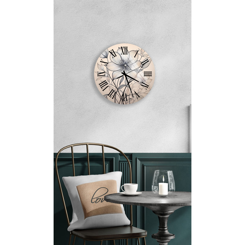 Horloge murale grise et blanche en verre trempé, Noir