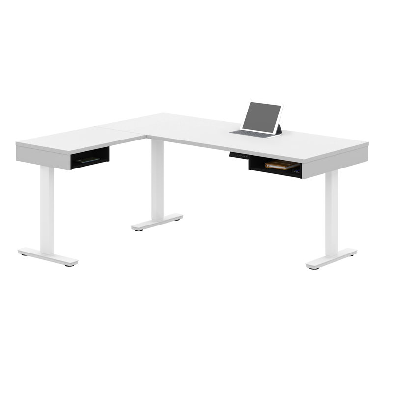 Bureau pour travailler debout en L Thilebrook, Blanc / Noir