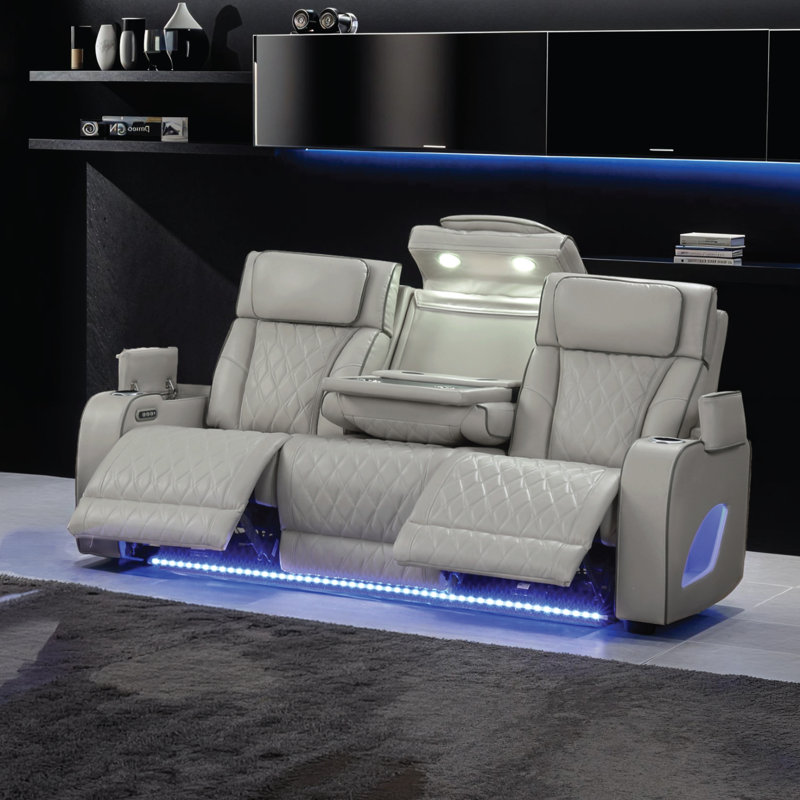 Masseur inclinable électrique 3PC Featherstone avec haut-parleur à DEL et Bluetooth en gris, Gris, 3