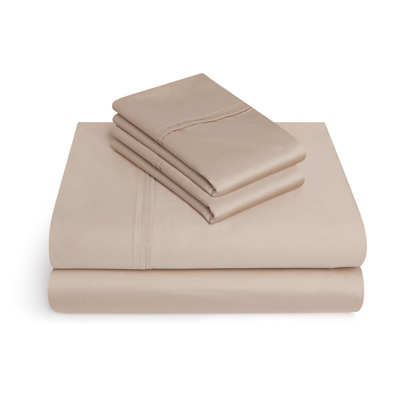 100% Cotton Sheet Set, King Sheet Set + 1 Fitted Sheet + 2 Pillowcases, Oxford Tan