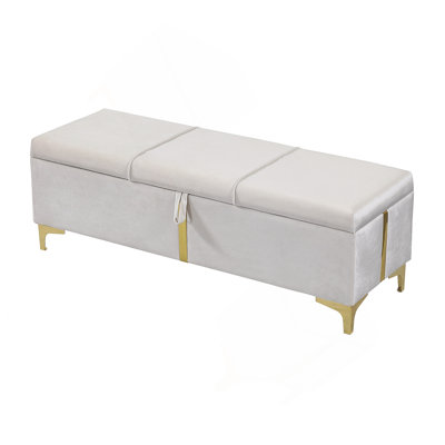 Elegant Storage Ottoman,Storage Bench With Metal Legs For Bedroom,Living Room