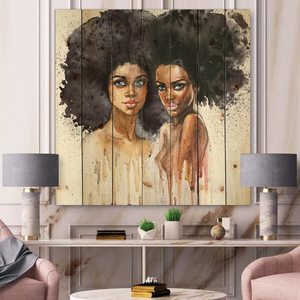 Bless international Portrait Of Two African American Women On Wood ...
