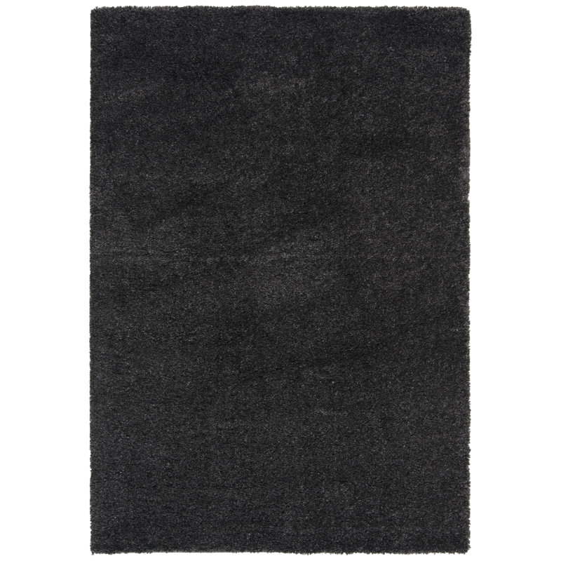 Peake Solid Colour Area Rug, Rectangle 91 x 152 cm, Charcoal