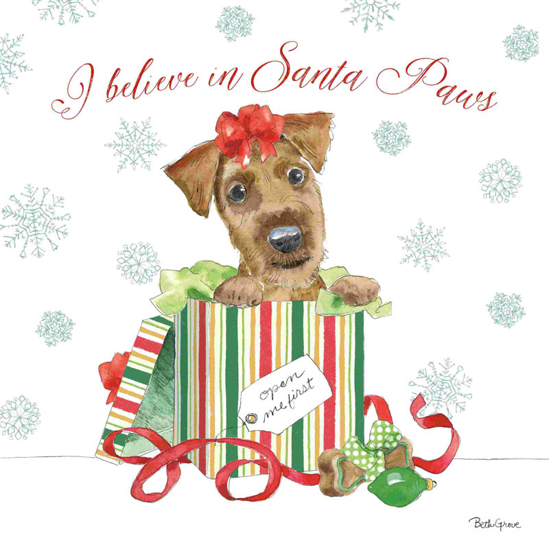 Holiday Paws II, H 12 po x l 12 po, Non, Toile tendue
