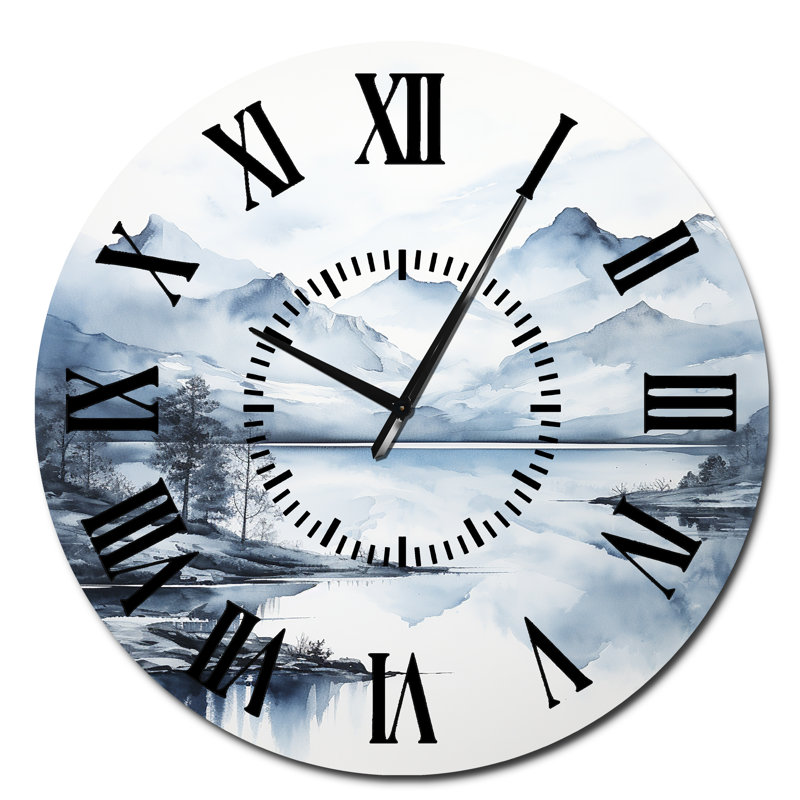 Horloge murale grise et bleue, Surdimensionné