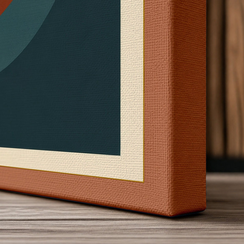 Layered Waves Mid-Century - Wrapped Canvas, 36x24 - 91.4 x 61.0 cm, Terracotta Border