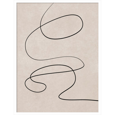 Black Line and Textured Beige Background by Little Dean Wood Framed Wall Art Print