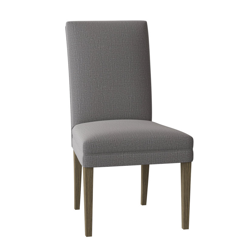Chaise parsons rembourrée à dossier solide, Gris anthracite performance, Miel et bouleau