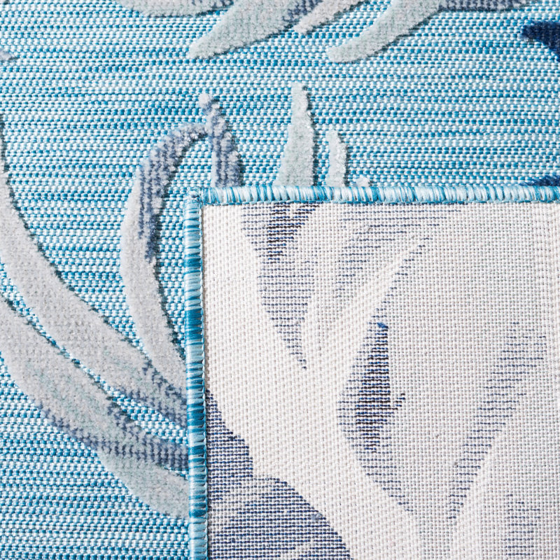 Tapis floral tissé à la machine Abbriella, Rectangle 6 pi 5 po x 9 pi 6 po