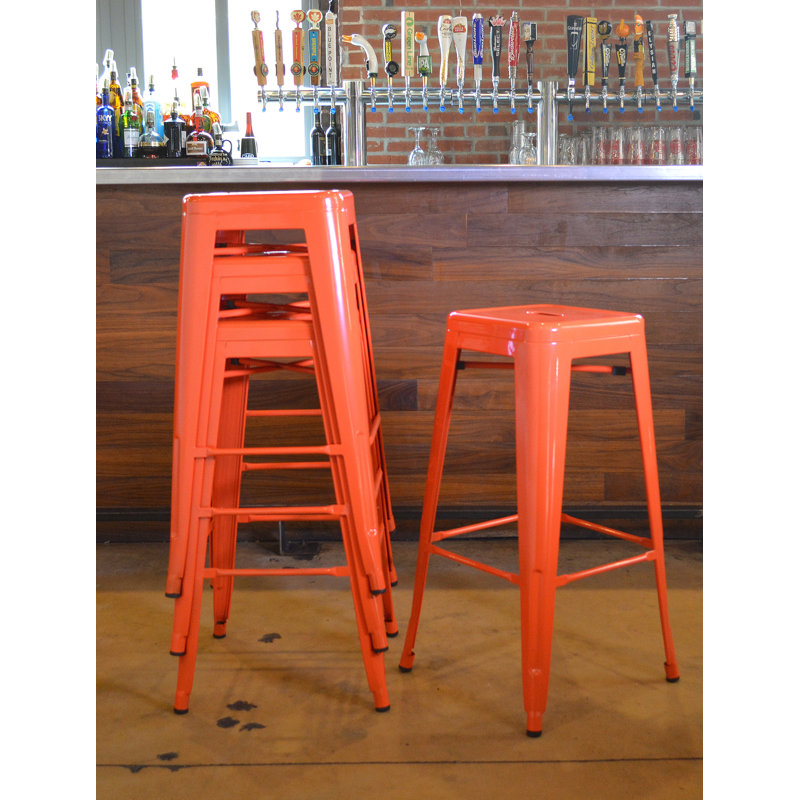 Tabouret bar et de comptoir Itzia, Orange, Tabouret de comptoir (assise de 24 po de hauteur), 4