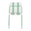 Été - Ensemble de 4 chaises à blocs de couleur modernes et rayées - Siège en PP imperméable et pieds en métal robustes (blanc et vert) avec table ronde blanche moderne intérieure / extérieure en PP de 36 pouces