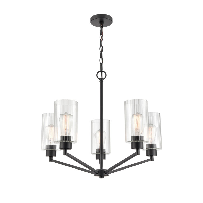 Dimmable Classic / Traditional Chandelier, Matte Black, 20" H x 21" W x 21" D