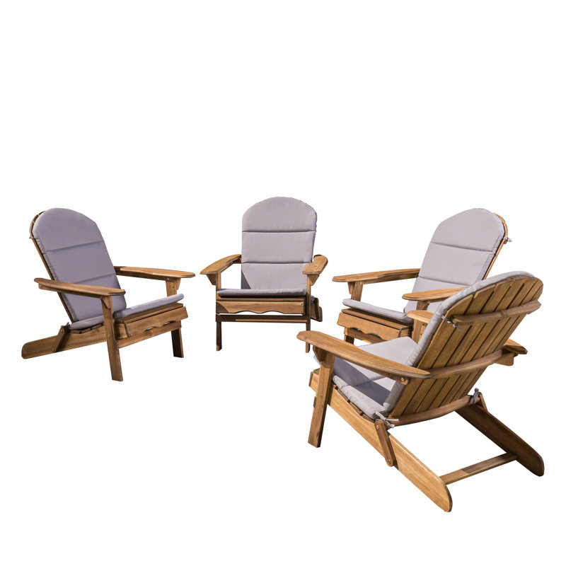 Chaise Adirondack pliante en bois massif Matthias, Gris naturel
