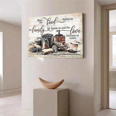 Christian Kitchen Wall Art Coffee Bread Wall Decor Rustic Coffee Theme Bless Motivational Quotes Poster