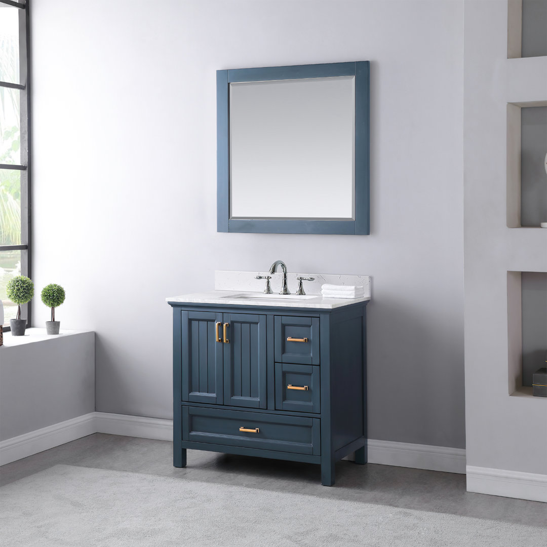 Isla 36" Single Bathroom Vanity Set with Mirror Lark Manor™ Hardware 