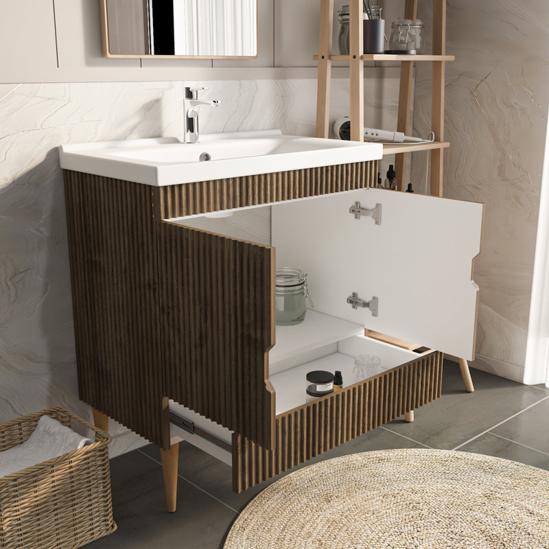 Sahra Bathroom Vanity, Walnut, 80cm