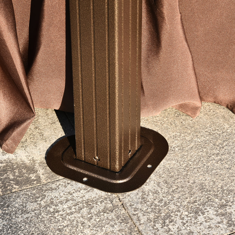 Outsunny 12' x 10' Brown Aluminum Hardtop Gazebo with Curtains