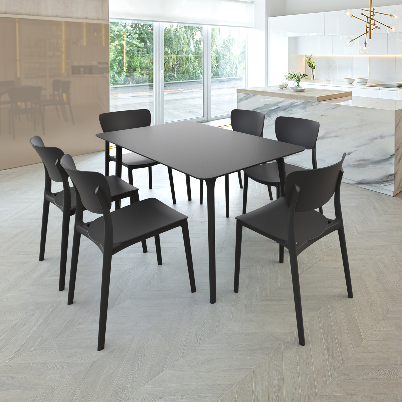 Burt Patio Dining Table, Black