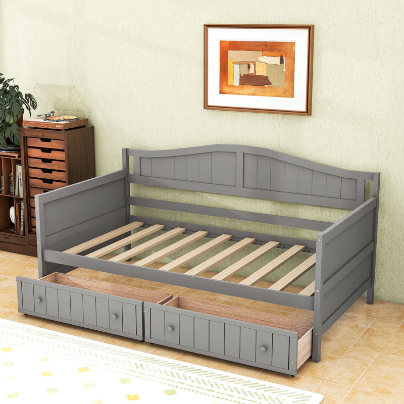 Twin Size Daybed with Storage Drawers, Gray