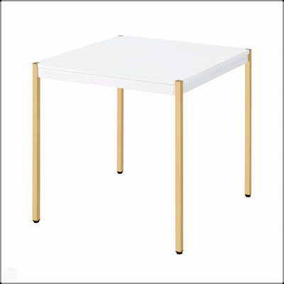 Modern Square Top End Table With Metal Legs, Durable And Stylish For Contemporary Living Spaces.