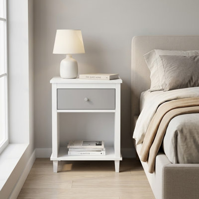 Modern Nightstand with Drawer and Open Shelf