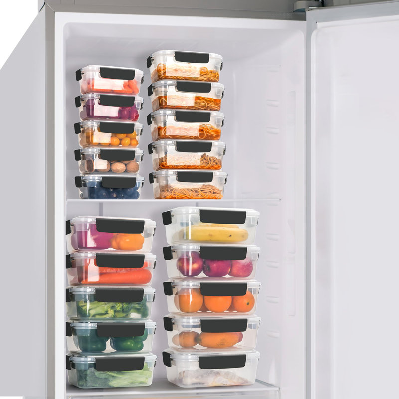 5 Cup Plastic Food Storage Containers With Lids Nestable Freezer Dishwasher Safe Rectangle Meal Prep Container Set,5-Pack