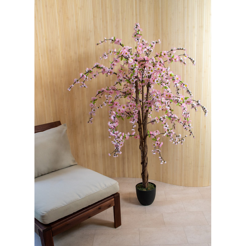 150cm Faux Blossom Tree Tree in Pot, Light Pink