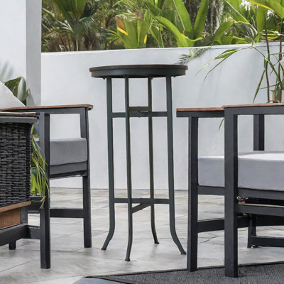 Table de bar à hauteur de patio, table de pub ronde extérieure de 41,7 po, jardin, bord de piscine et balcon