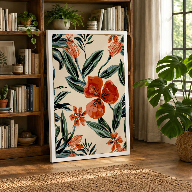 Scattered Blooms Botanical - Wrapped Canvas, 30x20 - 76.2 x 50.8 cm, Cream Border