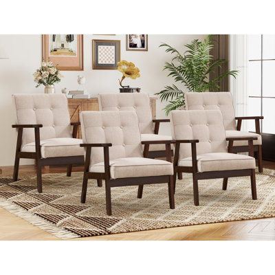 Chesterle 25''Wide Classic Soft Vegan Leather Tufted Accent Chair With Solid Wood Arms And Legs